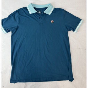 Mad Chuck Logo Polo Shirt Pima Cotton Preppy Surf Skater Streetwear Blue Large